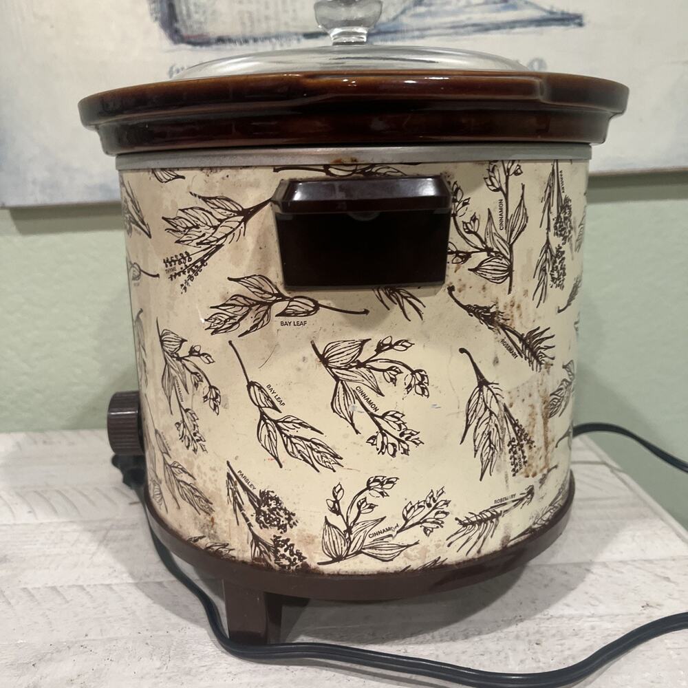 SEARS Vintage Retro 70s Crockpot Slow Cooker CROCK WATCHER Fall Leaves Herbs - Picture 4 of 10